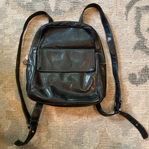 Vintage 90s Perlina black leather mini backpack - Picture 1 of 4